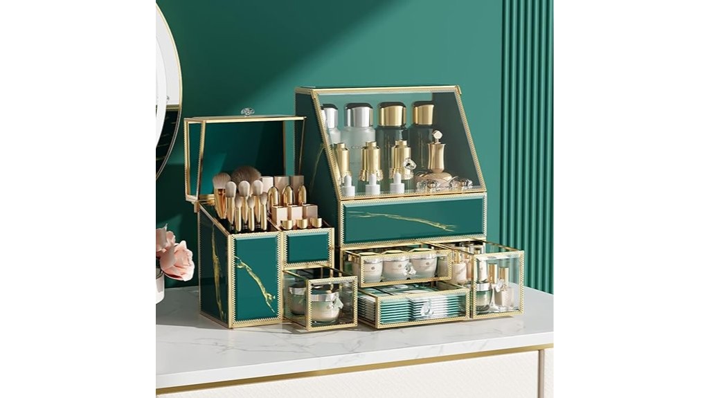 large green makeup organizer