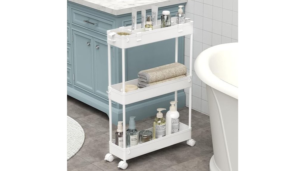 slim three tier storage cart