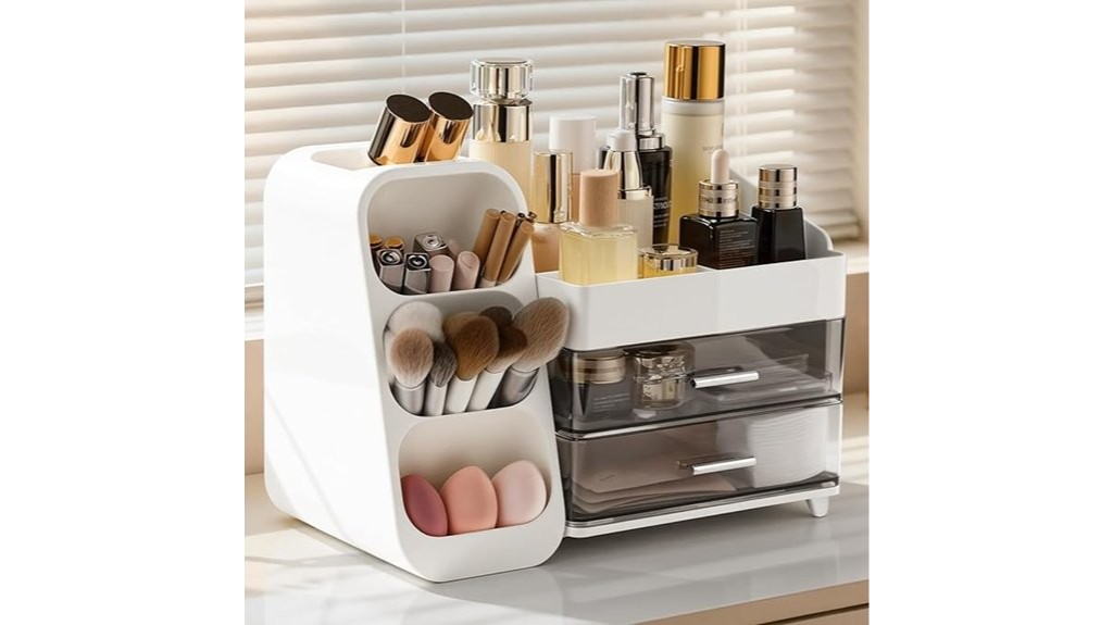 stylish countertop makeup storage