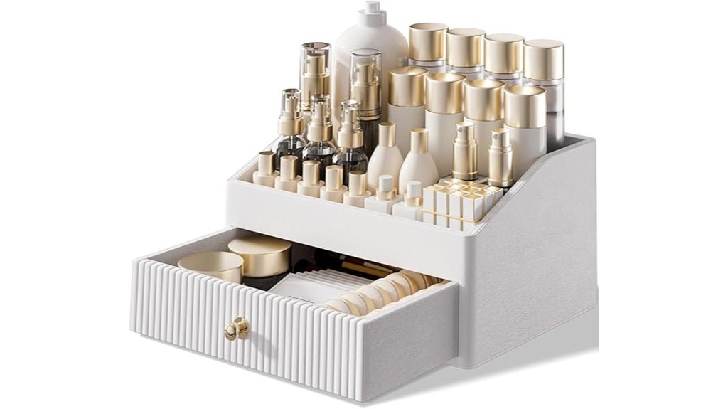 white makeup organizer tray